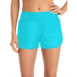 RELLECIGA Women's Sky Blue High Waisted Swim Shorts Swim Board Shorts for Women Size XX-Large