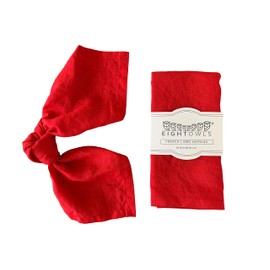 Eight Owls Linen Napkins – 100% Pure Stonewashed Linen Cloth Napkins – Mitered Corners - Size 45 cm x 45 cm – Set of 4 (Rich Red)