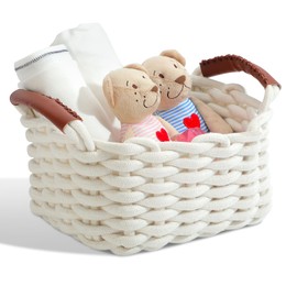 Storage Basket Cotton Basket Braided Baskets Storage Baskets Bathroom Changing Table Organiser Wicker Basket Stackable Decorative Storage Basket for Kallax (Handling) 29 x 22 x 15 cm