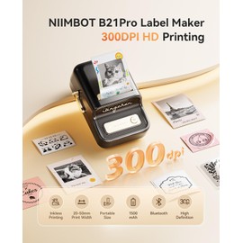 NIIMBOT NIIMBOT B21 Pro Label Maker, 300DPI HD Label Printer, Ideal for Notes,Photos, Study Graphics, Memo Maker,50x30mm Label,230Pcs(Black)