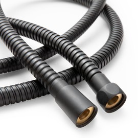 OFFO Shower Hose High Flow 0.43” Large Bore, 48 Inch Kink Free Stainless Steel Shower Head Hose Replacement G1/2”, Leak-proof Extra Long Flex Handheld for Pet Bathing Cleaning, Matte Black