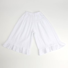HOOLCHEAN Baby and Little Girls Soft Cotton Gauze Wide Leg Ruffled Pants (White, 90: 18-24 Months)