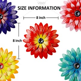 6 Pieces Metal Flowers Outdoor Decor, 8 Inch Wall Art 3D Daisy Decor Multiple Layer Farmhouse Boho Style Metal Art for Indoor Outdoor Home Living Room Office Garden Porch Decor