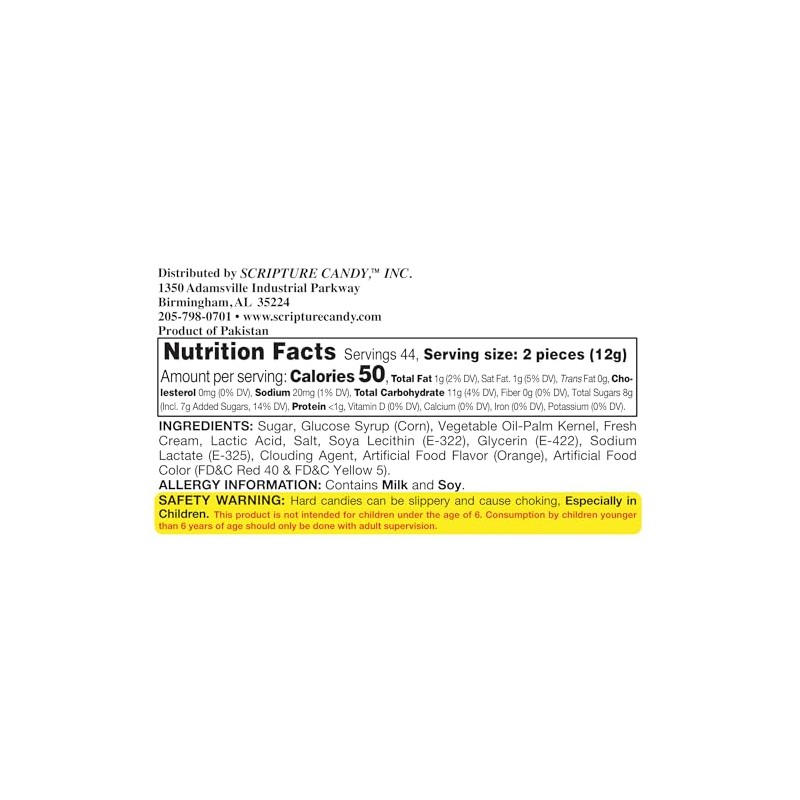 Scripture Candy, Orange and Cream Hard Candy Rolls, 9 Count