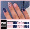 Dark Blue Press on Nails Short Fake Nails with Shiny