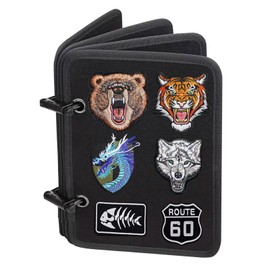 Flip-Page Patch Display, Hook and Loop Tactical Patch Board Binder, Small Military Patch Display, Patch Book Holder Organizer with 4 Pages for Showing Emblem Collections Black (Black)