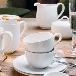 Villeroy & Boch New Cottage Basic 1034601300 Coffee Cup Set of 6 and EKM Living Stainless Steel Straws