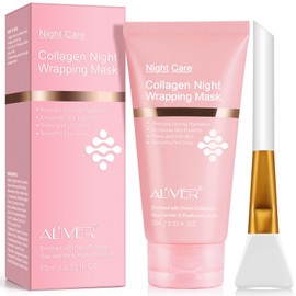 Collagen Night Wrapping Mask, Collagen Jelly Face Masks with Jelly Brush, Peel Off Face Mask for Facials Professional Korean Skin Care, Elasticity & Hydration Care Overnight Mask for Women