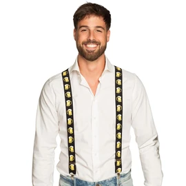 Boland - Hosenträger, 1 Stück, Elasthan, Gummi, Metallschließe, Lederpatch, Suspenders, Motiv, Verkleidung, Kostüm, Mottoparty, Karneval