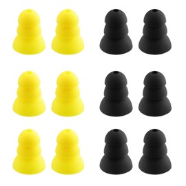 NANLANFAN Replacement Silicone Ear Tips for Plugfones Liberate 2.0 / Guardian/Guardian Plus/FreeReign VL/Protector VL/Protector Plus VL Earbuds, 6 Pairs (Yellow, Black)
