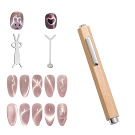 JIMIGUGU Cat Eye Nail Magnet, Cute, Heart, Rabbit, Flower Design, Uniform Sparkling Cat Eyes, Compatible with Fine Particular Glitter, Easy Grip, Self Use, Salon (3 Types of Models)