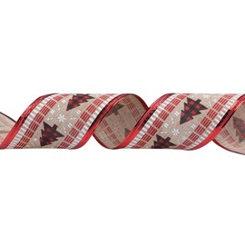 VATIN Red and Black Buffalo Plaid Christmas Tree Christmas Ribbon Wired Ribbon, 2-1/2 Inch x Continuous 10 Yards Christmas Tree Ribbon for Topper Bow, Christmas Wreath, Tree Decoration, Gift Wrapping