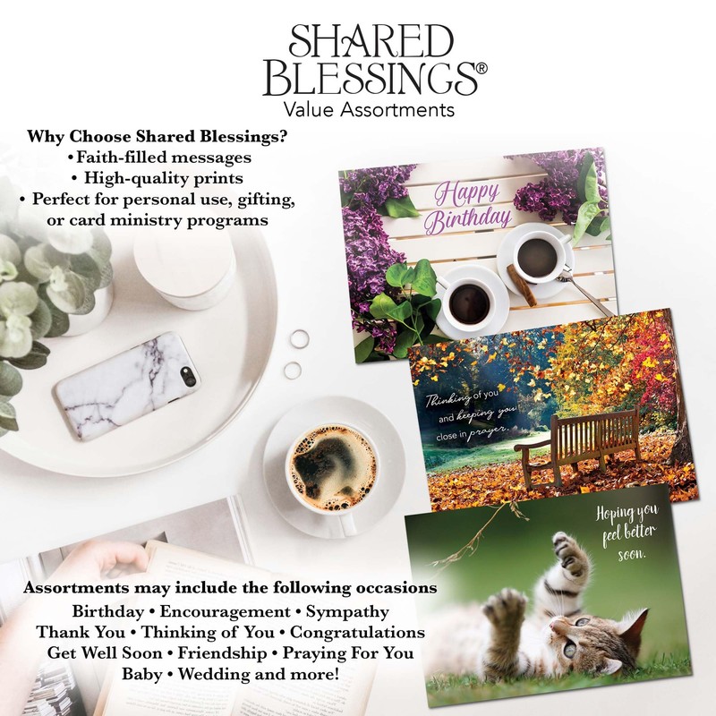 Shared Blessings Celebrations 48 Boxed Birthday Cards with KJV Scripture