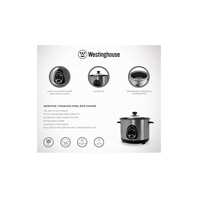 Westinghouse 220 Volt Rice Cooker 10 Cup, Non Stick Cooking