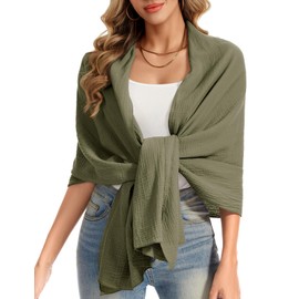 Bbonlinedress Women's Cotton Scarf Neckerchief Elegant Scarves Stole Shoulder Scarf Multifunctional Scarf Shawl Muslin Scarf 190 x 65 cm, Army Green, Unit size