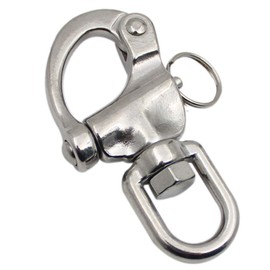 POFET 87mm-316 Stainless Steel Coil Spring Shackle,Heavy Duty Quick Release Snap Shackle Swivel Spring Hook,Snap Swivel Shackle, Heavy Duty Snap Shackle Stainless Steel Swivel Eye Quick Release