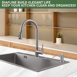 Dish Soap Dispenser for Kitchen Sink, Built in Sink Soap Dispenser Brushed Nickel, Countertop Soap Dispenser Stainless Steel Pump with 47" Extension Tube kit, No Need to Fill Little Bottle Again