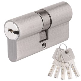 Brass Lock Cylinder 30/30 with 5 Brass Keys, Profile Double Cylinder, Cylinder Lock, Door Lock Replacement Accessories, Reversible Key, Door Lock Security Lock Front Door