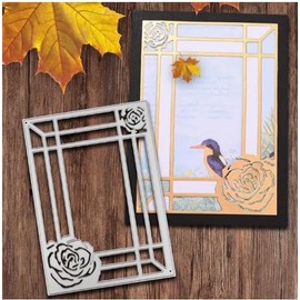 Roses Border Frame Metal Die Cuts,Flower Rose Frame Edge Cutting Dies Cut Stencils DIY Scrapbooking Decorative Embossing Paper Scrapbooking Card Making
