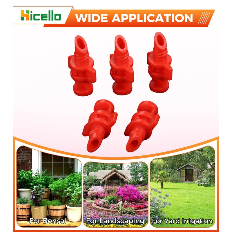Hicello 100PCS 360 Degree Misting Nozzle Irrigation, Sprinklers Sprayer for