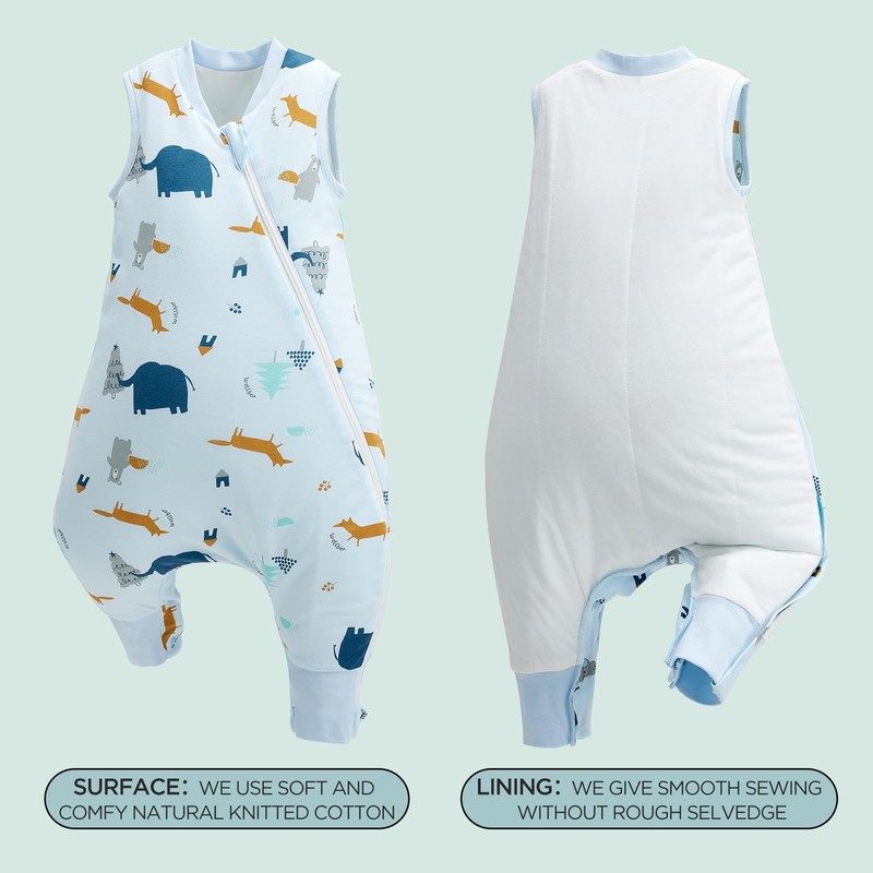 Duomiaomiao 1.5 TOG Toddler Sleep Sack 12-24 Months 100% Cotton