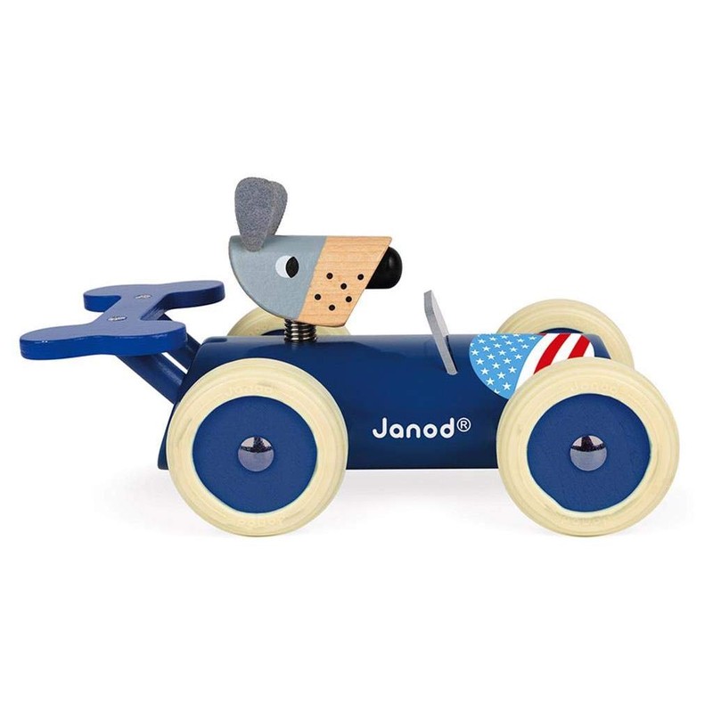 Janod Wooden Spirit Car - Steve The Dog - Ages