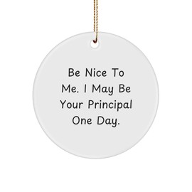 Funny Principal Gifts from Men - Be Nice to Me. I May Be Your Principal One Day. Circle Ornament for Christmas