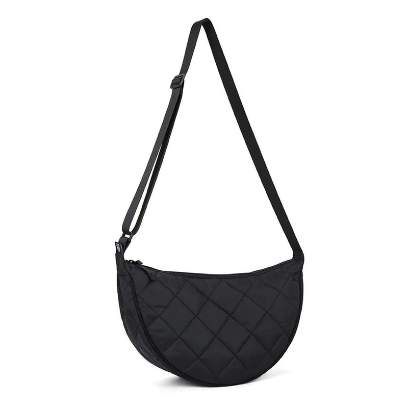 Quilted Crescent Crossbody Bag for Women – Lightweight Nylon Half