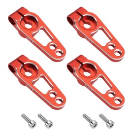 YINETTECH 4-Piece 25T Servo Horn Arm Aluminium Alloy Single-sided Steering Arm M3 Thread for RC Cars 1/10 Scale Compatible with Futaba Servo Motors Red