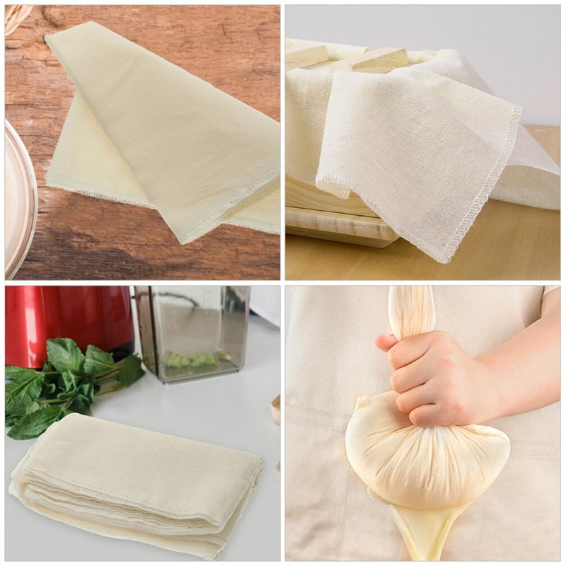 Kichvoe Unbleached Cotton Cheesecloth 12pcs Fabric Reusable Fine Mesh Cloth