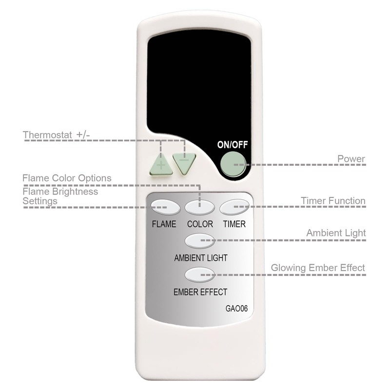 Replacement Remote Control for Real Flame Electric Fireplace 5199 8050E