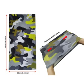 Bilymate Grey Camo Cooling Neck Gaiter - UPF 50+ Sun Protection, Breathable Mesh, Seamless Tube Bandana Headwear for Men & Women - Multi-Functional Headband