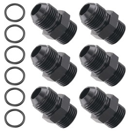 Taiidaues 6 PCS 8AN Flare to 8AN ORB Male O-ring Boss Fuel Rail Adapter Fitting Black Suitable for Vehicle Fuel Oil Line Modification