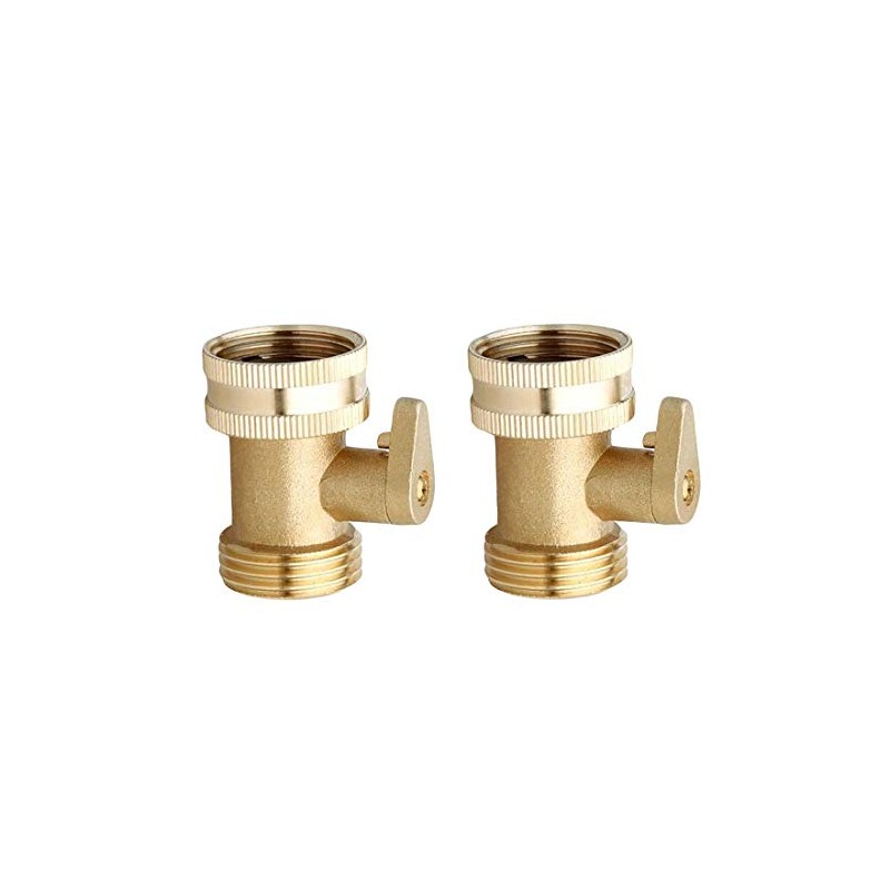 Hanobo Heavy Duty Brass Garden Hose Connector with Shut Off