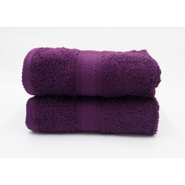 Lex's Linens Pack of 2 100% Combed Cotton Aubergine Hand Towels
