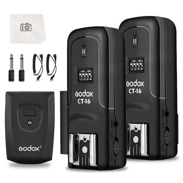Godox CT-16 Wireless Radio Flash Trigger Receiver Kit,Fit Compatible for Canon Nikon Pentax DSLR Camera Studio 3-in-1 Flash Transmitter and Receiver