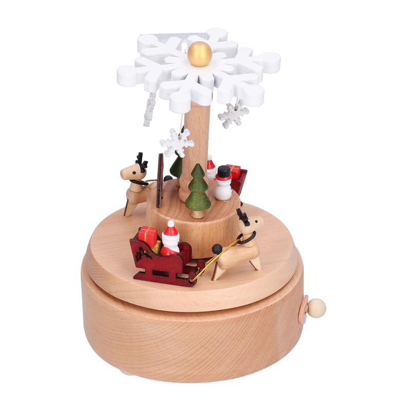 Wooden Music Box Snowflake Decor Wood Grain Texture Beautiful Sound