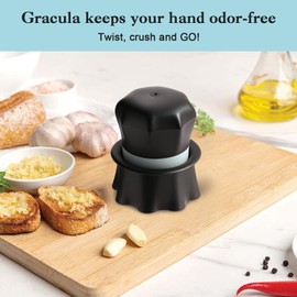 Bxgnip Garlic Crusher, Garlic Press Also for Ginger, Nuts, Chili, Herbs, Twist Mincer Easy Squeeze Manual Press Peeler with Peeler And Scraper, Easy to Clean