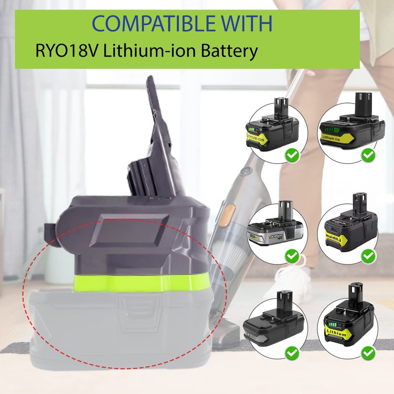 URUN 2-in-1 V7/8 Adapter for Ryobi 18V Lithium Battery Convert