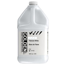 High Flow Acrylics by GOLDEN, Titanium White, 128 fl. oz. Jug, Professional Acrylic Paint, Semi-Opaque