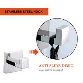 4-Piece Bathroom Hardware Set Chrome Bath Towel Bar Holder Sets Wall Mounted Stainless Steel Bathroom Accessory Kit, Polished Chrome 23.6 Inch