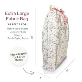 Gather & Knot Drawstring Gift Bags | Premium Canvas | 22" Extra Large | Reusable Fabric Wrap for Anniversary, Mothers Day, Bridesmaids, Birthdays, Baby Shower | XL Pink Boho Flat Bottom