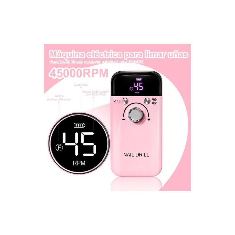 Máquina Perforadora De Uñas Eléctrica Portátil De 45000 Rpm Color