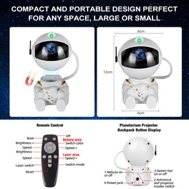 mebiusyhc Astronaut Space Projector,Astronaut Galaxy Star Projector Starry Night Light with Remote Control Timer 360° Adjustable Space Projector, Best Gifts for Christmas, Birthdays, Valentine's Day