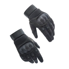 Motorcycle Gloves Full Finger Touchscreen for Men & Women - Hard Knuckle Protection for Motorbike, MTB, Road Biking, ATV, Airsoft, Hiking & Outdoor Sports(BLACK)