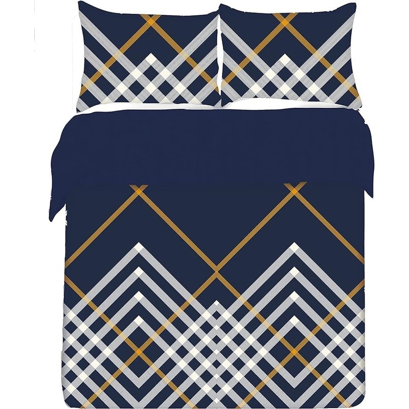 Charlotte Andersen Maxwell Geo Check Single Duvet Cover Set Reversible