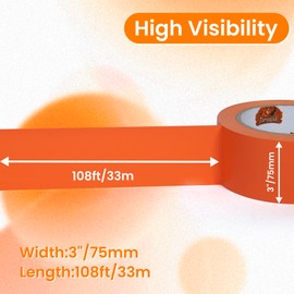 TAPEBEAR Floor Tape Orange Vinyl Tape 3" x 36Yards, Floor Caution Marking Dance Splicing Tape Safety Warning Stripe Abrasion-Proof Waterproof for Gym, Warehouse, Traffic Signage, Color Coding