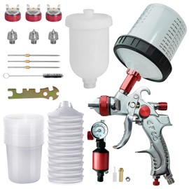 Colodsuhey Paint Sprayer Gun Set, HVLP Spray Paint Gun with 1.4, 1.7, 2.0mm Nozzle 600CC Cup 10pcs 20 Ounce Disposable Mixing Cups & Oil Separator for Cars & DIY Furniture Painting