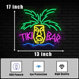 Tiabuy TIKI Bar Neon Signs LED Bar Sign Wall Decor Tiki Mask Neon Lights Beer Bar Pub Home Party Store Shop Recreation Room Home Room Window Restau
