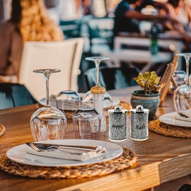 Fabulous Diamond Crushed & Crystal Filled Set of Salt & Pepper Storage Canister Unique Collection to Your Kitchen Decore (Silver Salt and Paper)